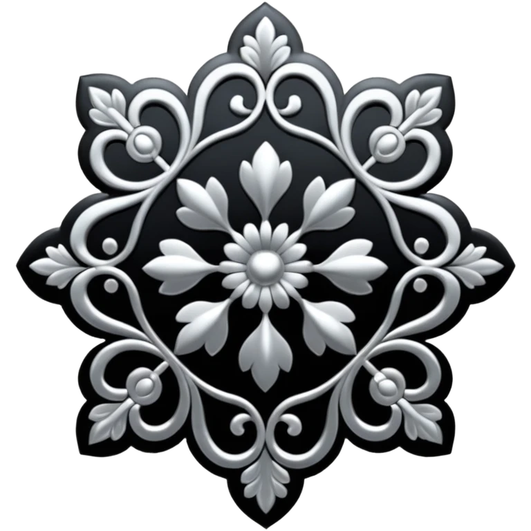Black and silver filigree, 3D, extremely detailed design emoji