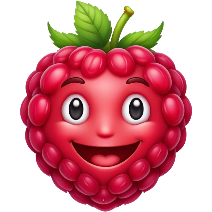 An app logo with smiling raspberry emoji