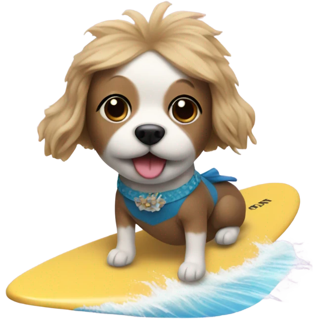 dog wearing a tutu while surfing emoji