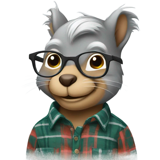 Squirrel with glasses and flannel shirt grey hair emoji