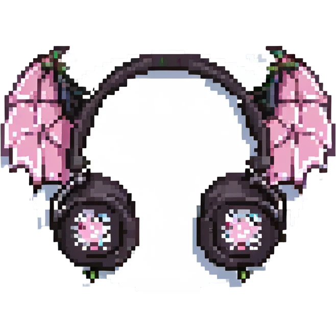 pink gothic headphones with bat wings and lace details emoji
