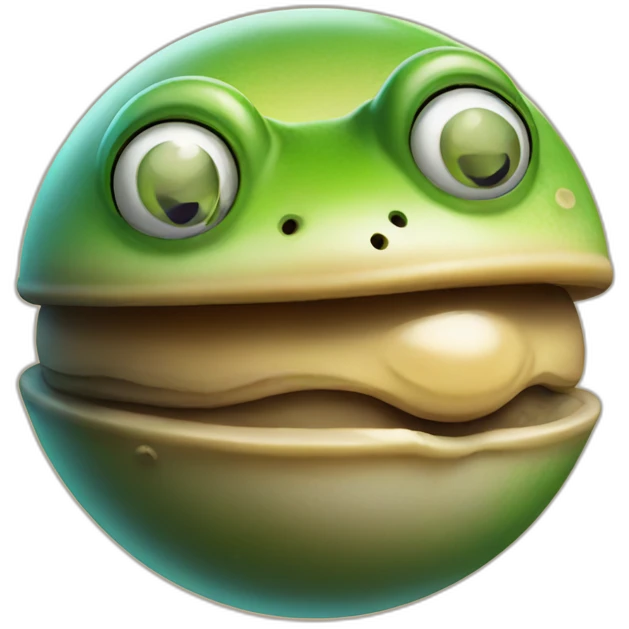 planet Jupiter with a cartoon pensive frog face emoji