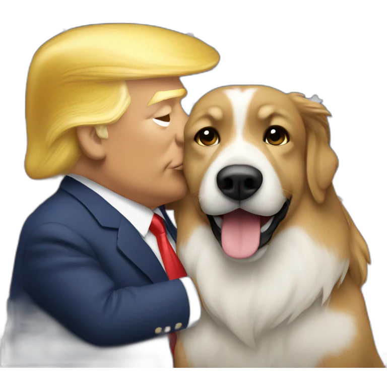trump kissing a dog emoji