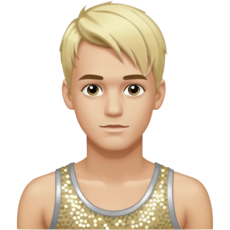 Aaron Carter with blonde hair, silver sequin tank top emoji
