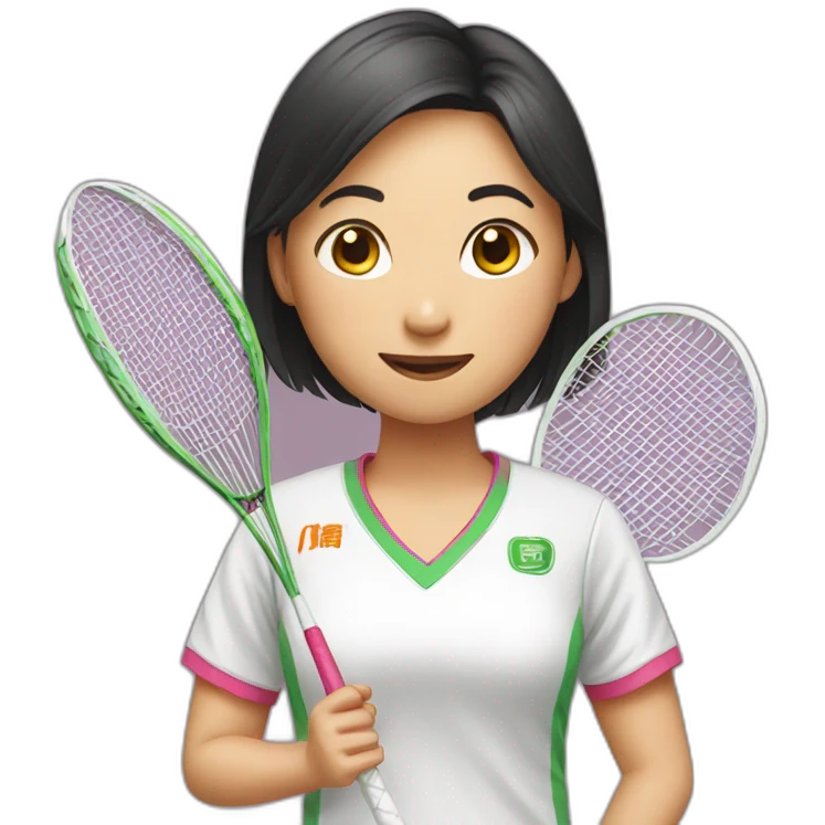 ASIA GIRL HOLDING BADMINTON emoji