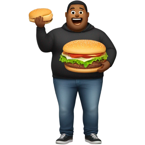 fat person with burger emoji