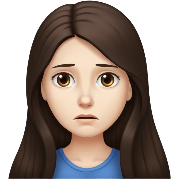 Very long hair Brunette with white skin worried  emoji