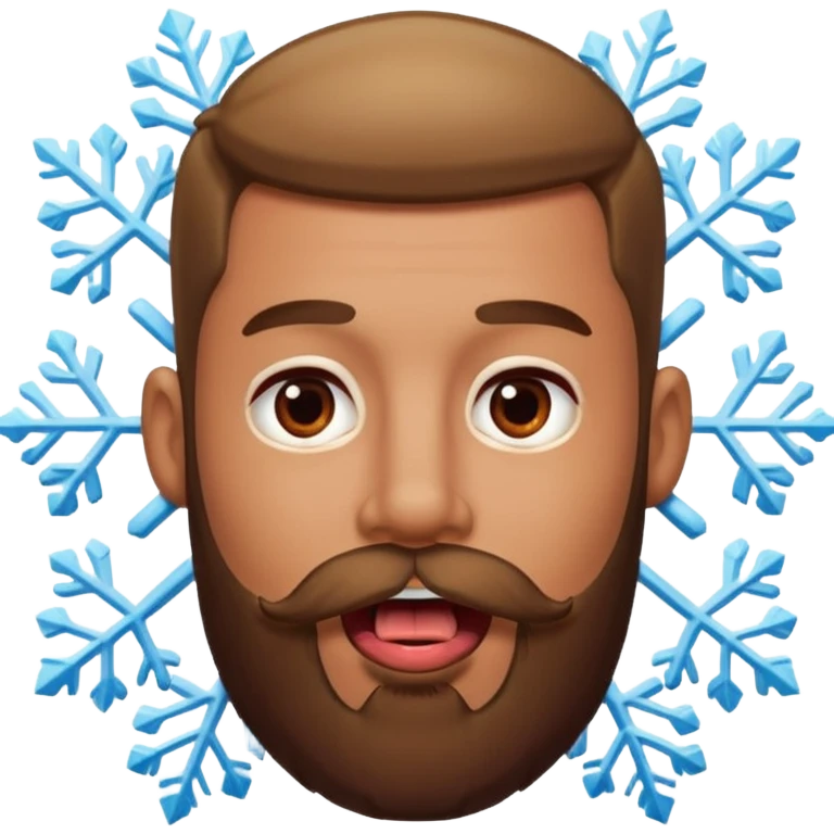 Guy with beard with snowflake on his tongue  emoji