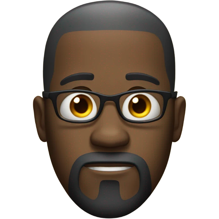 black man with a bald head, glasses, a beard, and a goatee scared of a monster. emoji