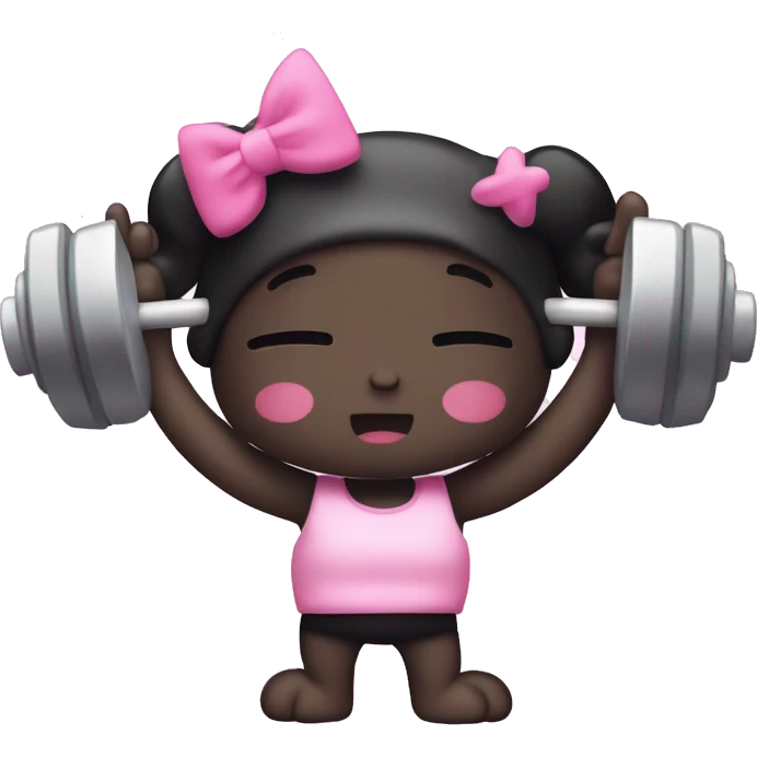 sanrio kuromi chracter lifting wieght emoji