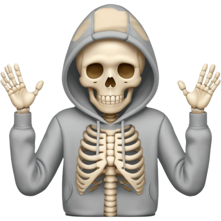 The shrug emoji but a skeleton with a black hoodie emoji
