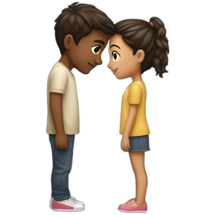 girl kiss a boy hands on back emoji
