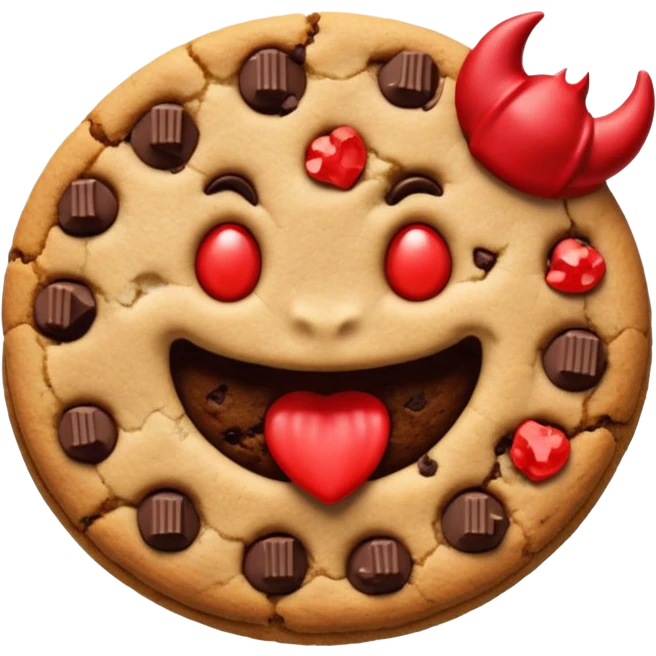 Bitten cookie + devil emoji emoji