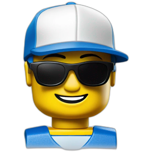 Lego in sport sunglasses and sport cap emoji