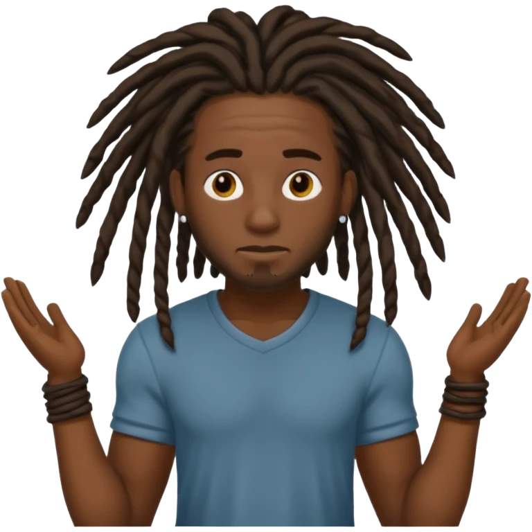 a somewhat strong black male with dreads standing up emoji