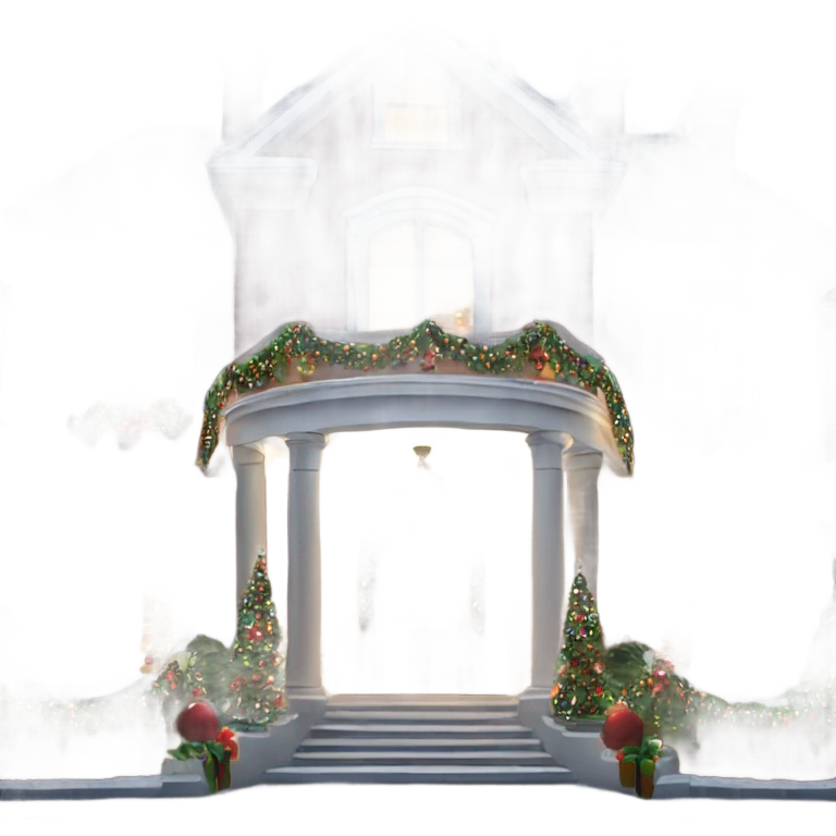 very large mansion decorated with fancy Christmas lights and lots of Fancy christmas decorations emoji