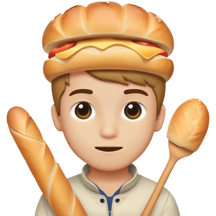boy getting bonked on the head with a baguette stick emoji