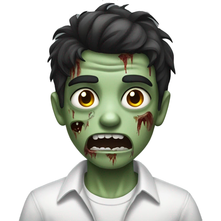 teen boy zombie with dark hair and white shirt emoji