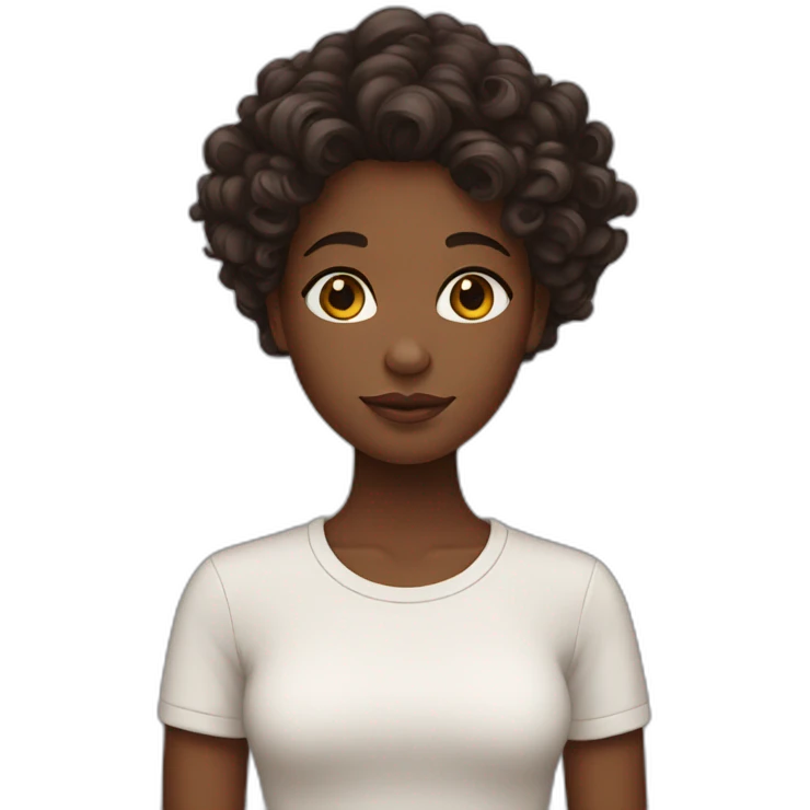  Dark Brown girl with curly long  hair emoji