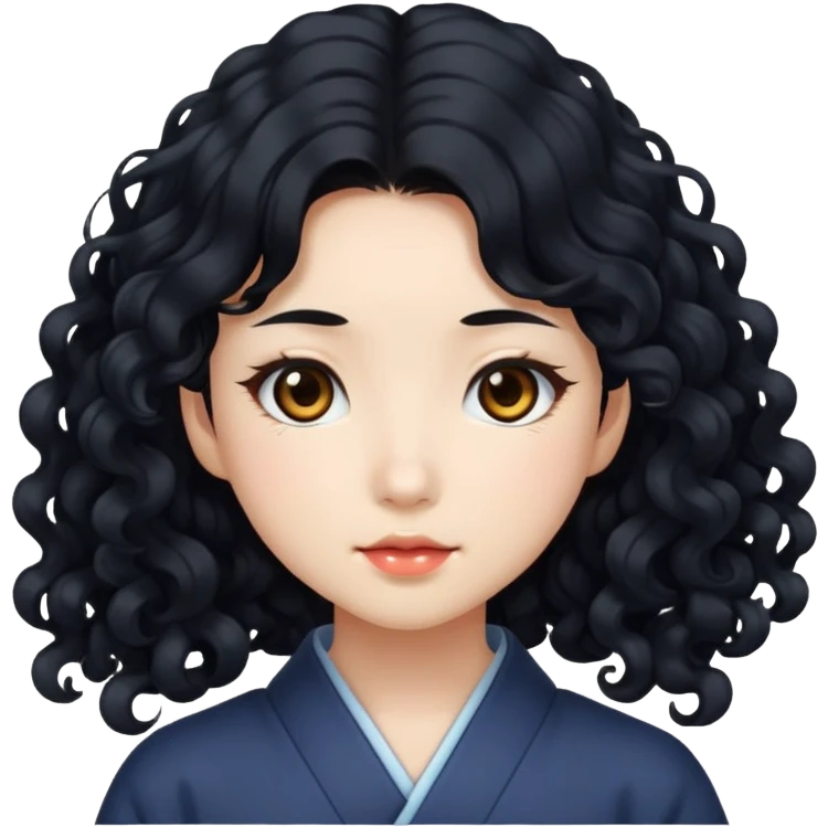 Japanese girl with long curly hair emoji