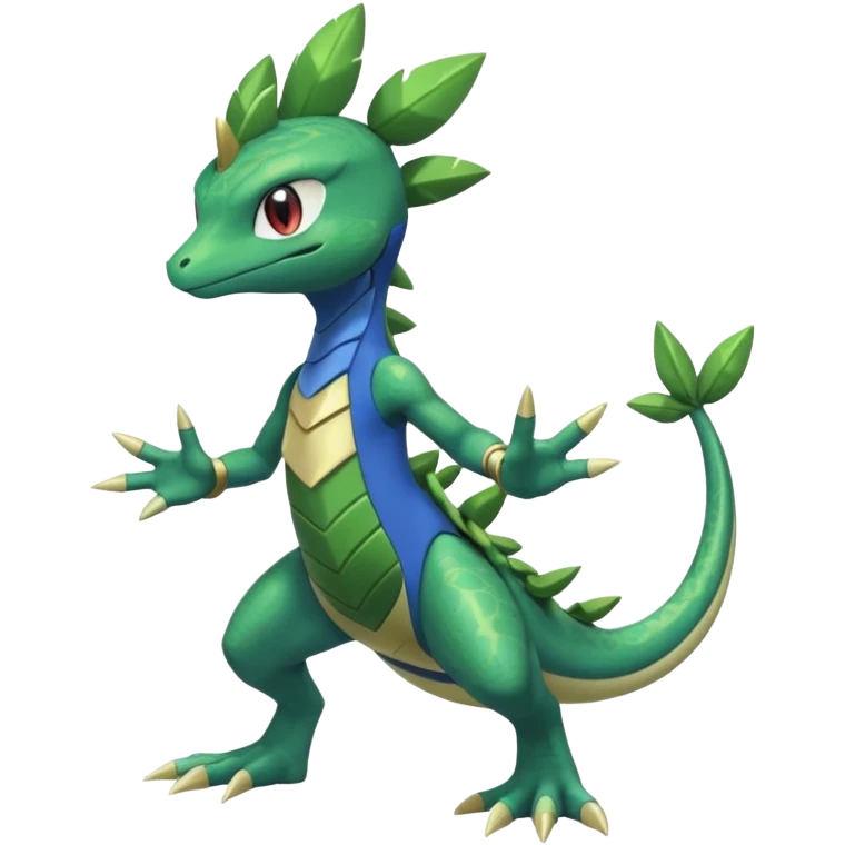 Shiny Aural Kecleon-Sceptile-Greninja-Fakémon-fusion (full body) emoji