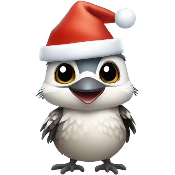 A cute dancing kookaburra wearing a Christmas hat  emoji