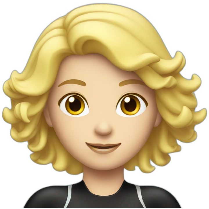 female diver in black rubber wetsuit and blond hair underwater emoji