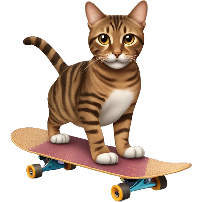 Brown tabby cat on skateboard emoji