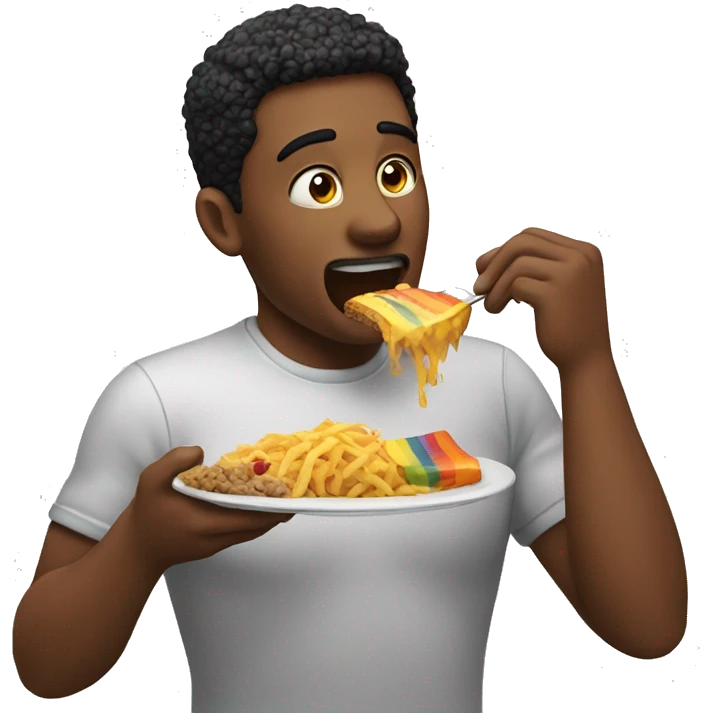 Gay man eating food emoji
