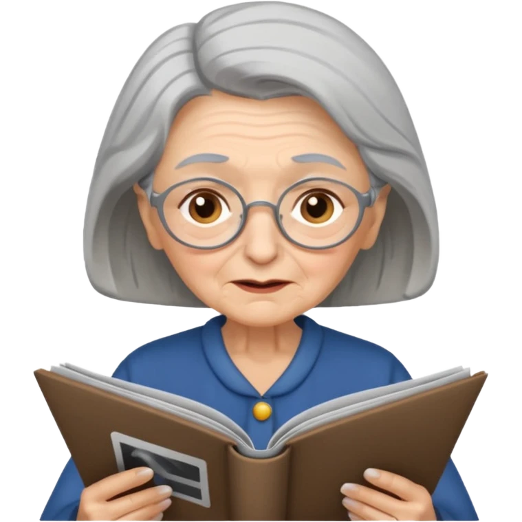 old woman, reading magazine emoji