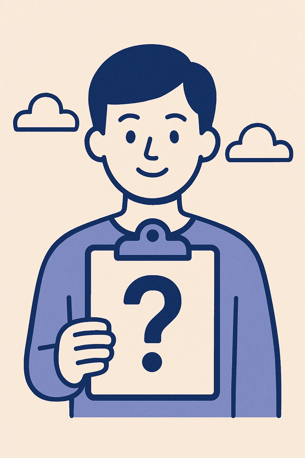 quiz icon, question mark on a clipboard, modern flat style emoji