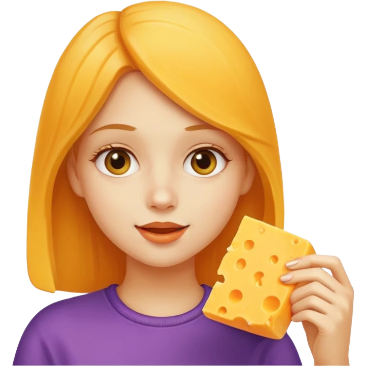 A girl eating cheese emoji