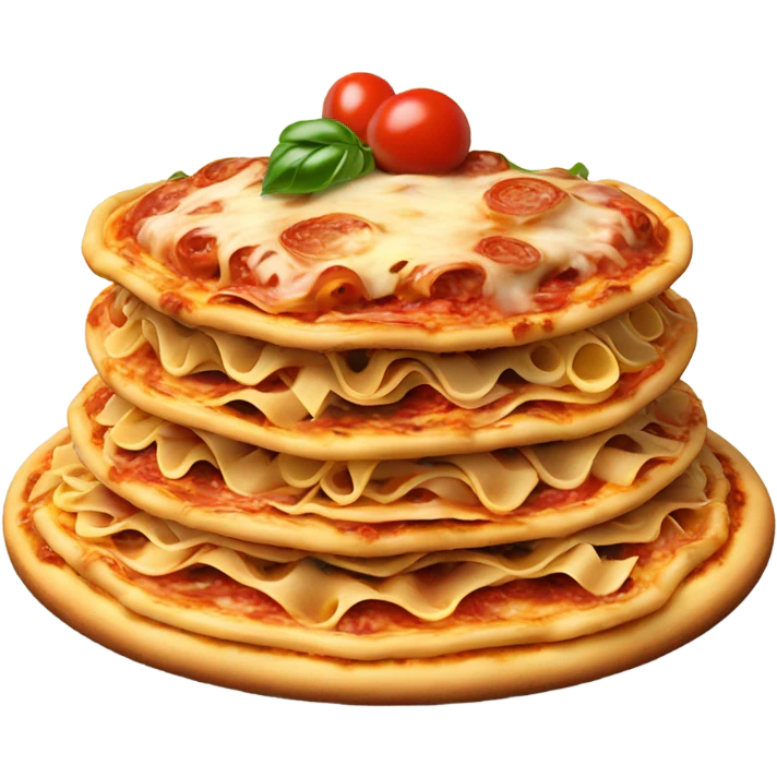 pasta on a pizza with a topping of lasagna  emoji