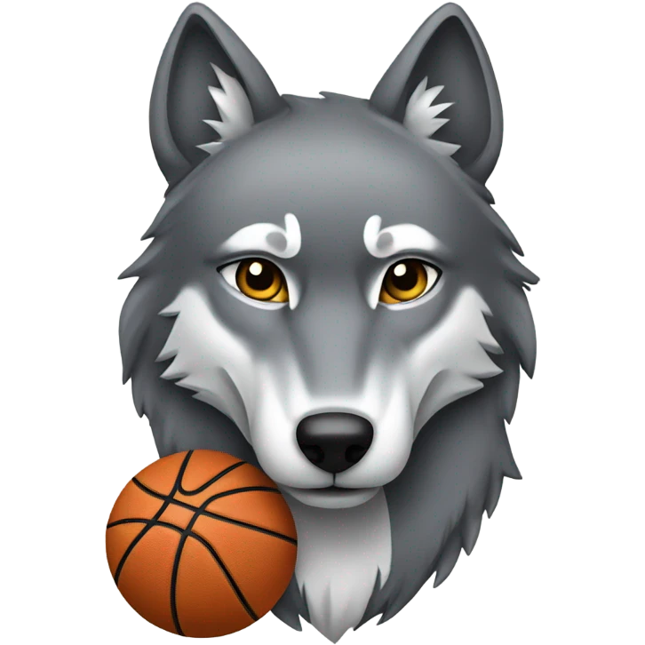 Grey wolf with basketball emoji