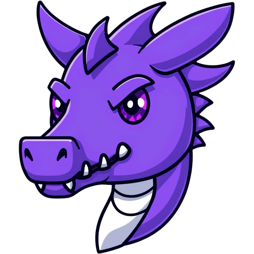 Minecraft black dragon head with purple eyes emoji