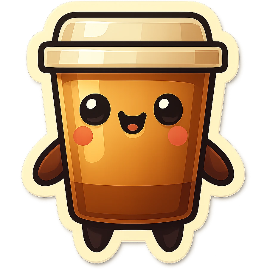 Tall coffee cup, play dead emoji
