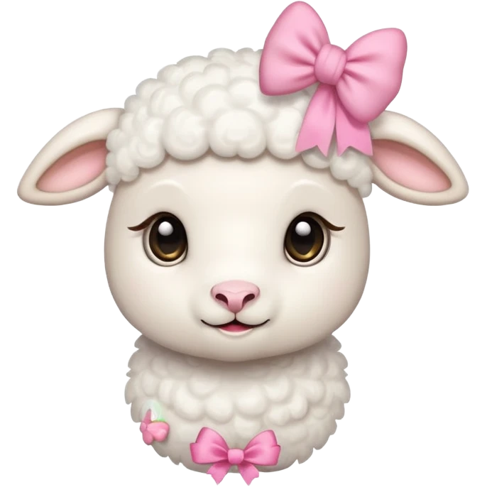 little white lamb with pink bow emoji