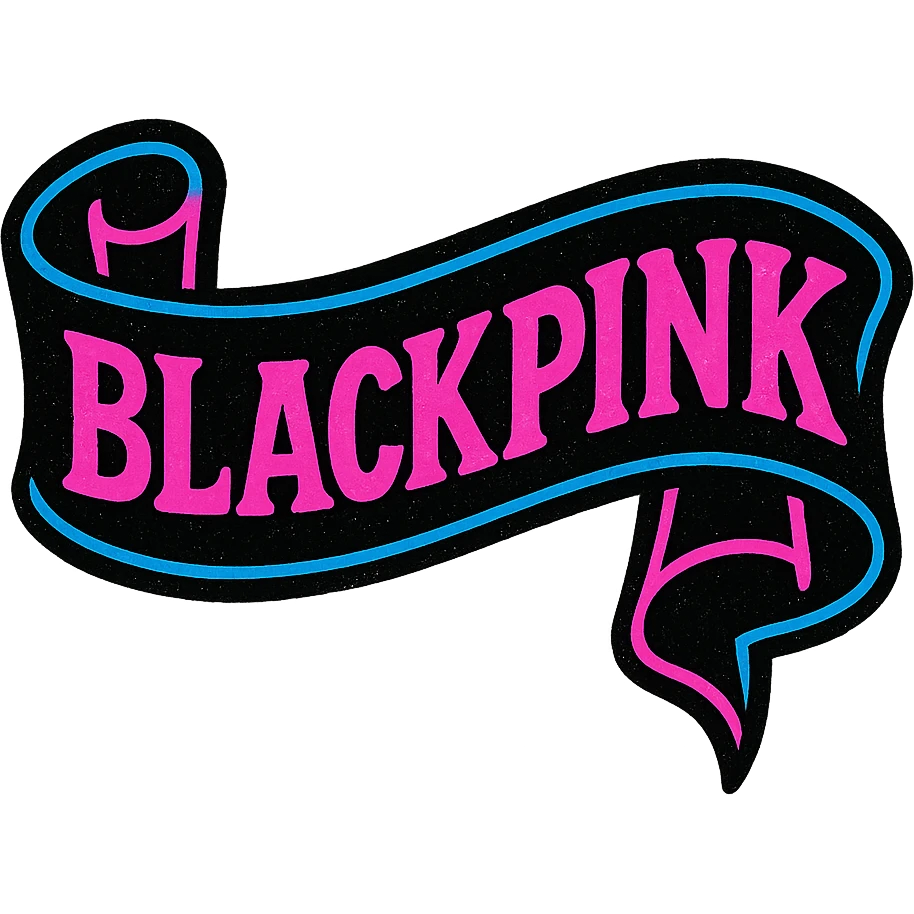 BLACKPINK-inspired gothic ribbon, no hearts, vibrant and bold, black and pink color scheme emoji