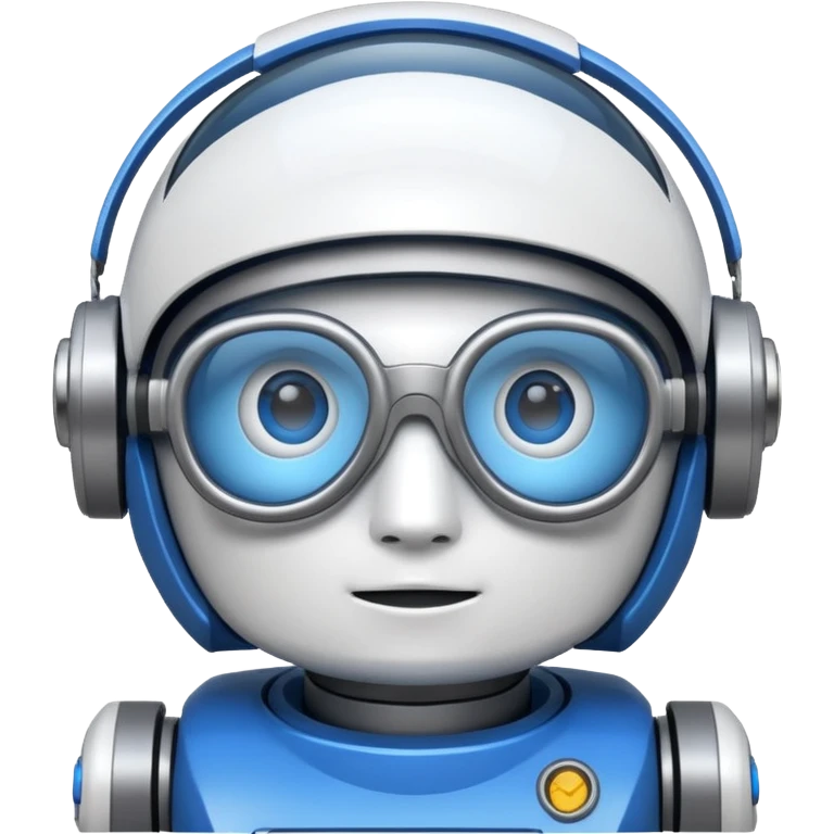 blue and white astrobot with copilot glasses emoji