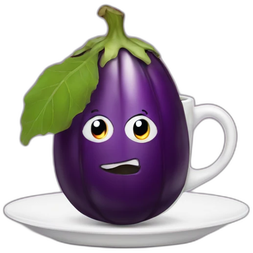 an eggplant drinking coffee emoji