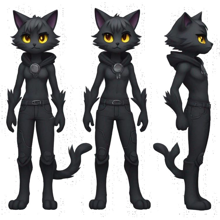 Anthro Dark Edgy Cool Shy Grumpy FurSona Cat Fakemon Full Body emoji