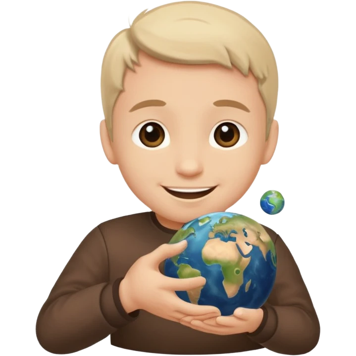Emoji-scale god pinching a tiny planet emoji