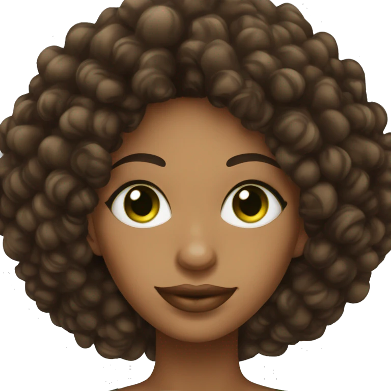 mujer afro cabello cafe ojos verdes emoji