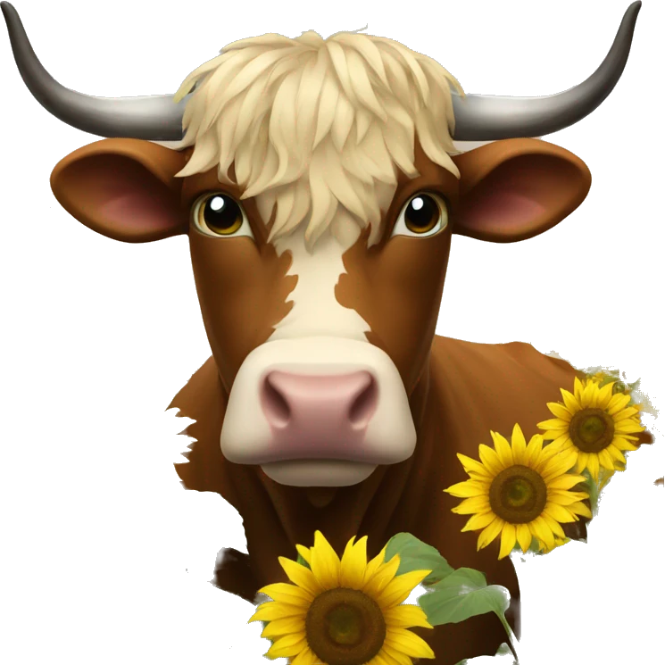 Highlander cow sunflowers emoji