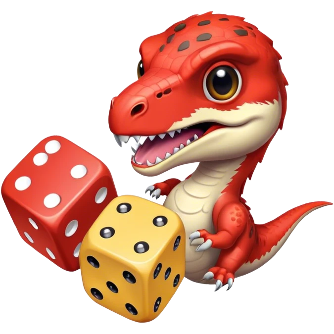 Raptor with a mustache rolling dice emoji