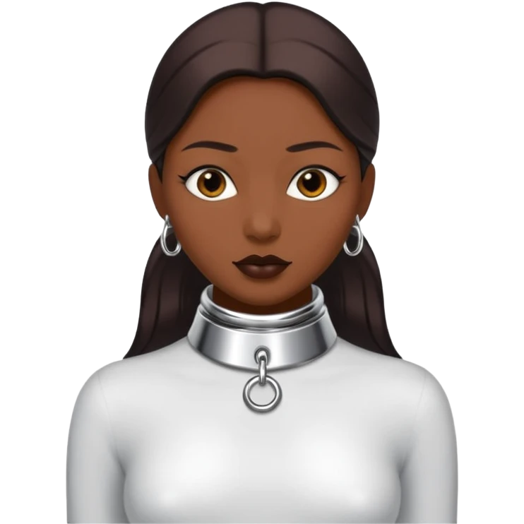 luxury fetish collar, silver chrome, smooth rounded metal, dominant erotic mood emoji