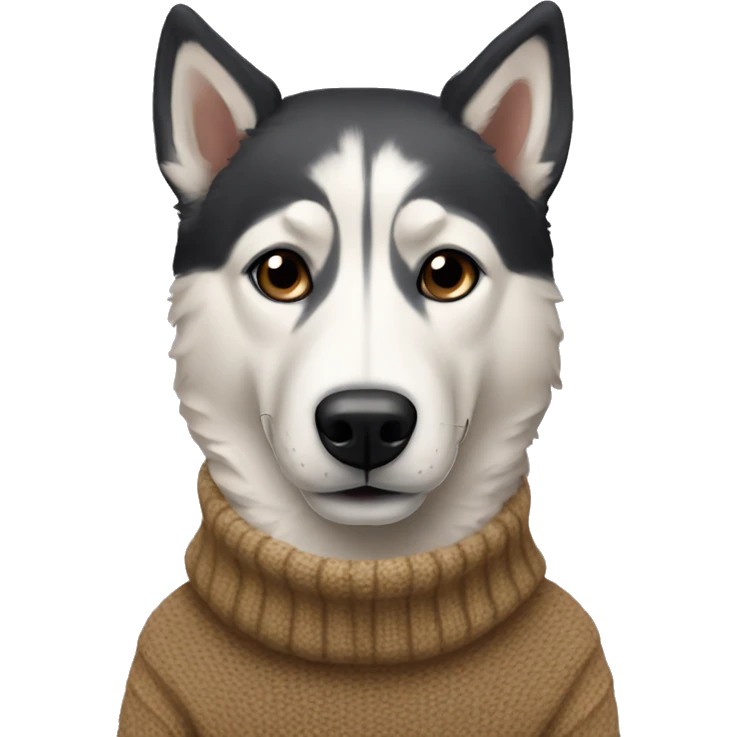 Shepherd husky mix with turtleneck sweater emoji