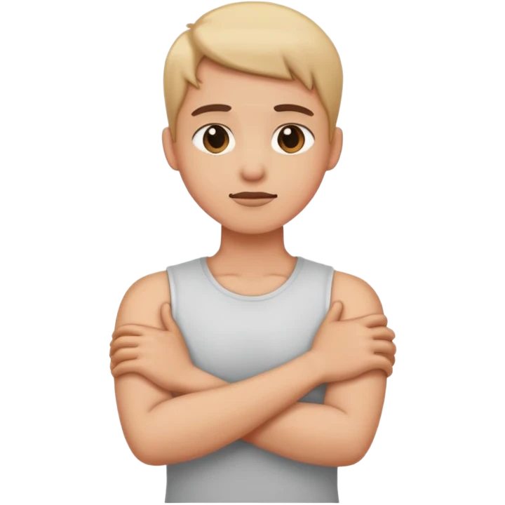 arms crossed while holding neck emoji