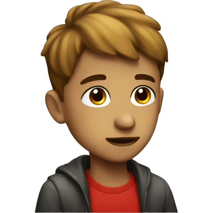 thoughtful boy with red accents emoji