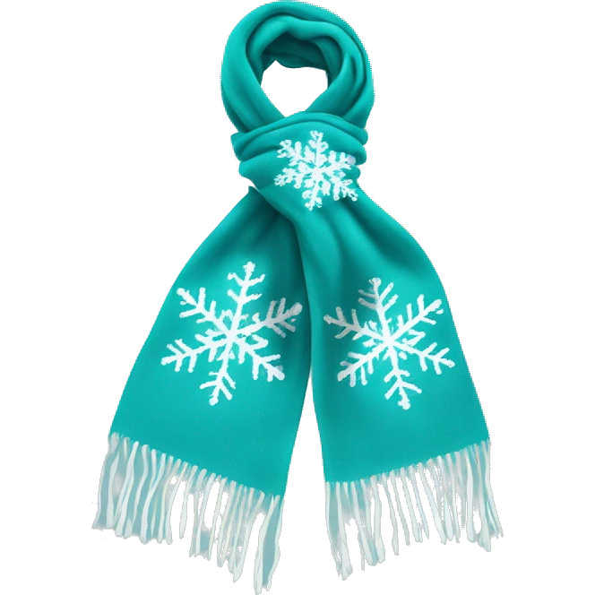 Realistic teal and white snowflake winter scarf isolated. emoji